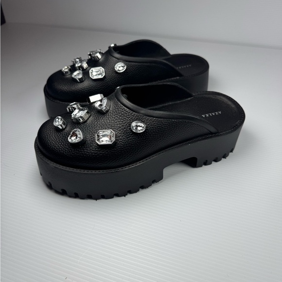 Azalea Wang Hain Black Rhinestone Platform Slides Size 7 NIB - Picture 2 of 6